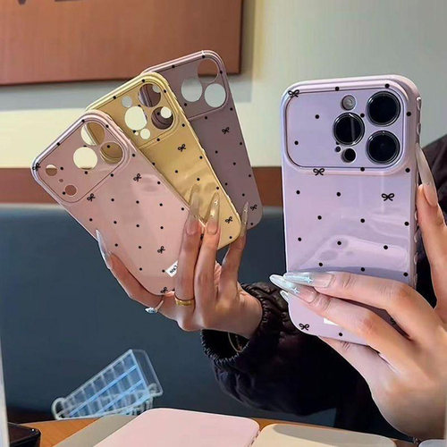 简约波点蝴蝶结适用iPhone18Promax手机壳苹果17pro小米17华为mate80Pura90k70note15nova14x200magic8加ace5