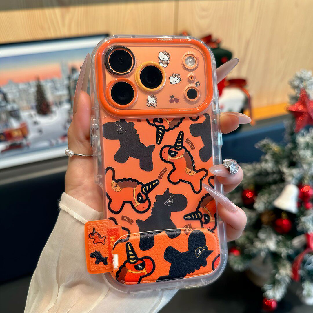 马年橙色双马支架新款适用苹果17Pro手机壳iPhone16max13小米15华为mate80pura70k90note14荣耀400x200findx9