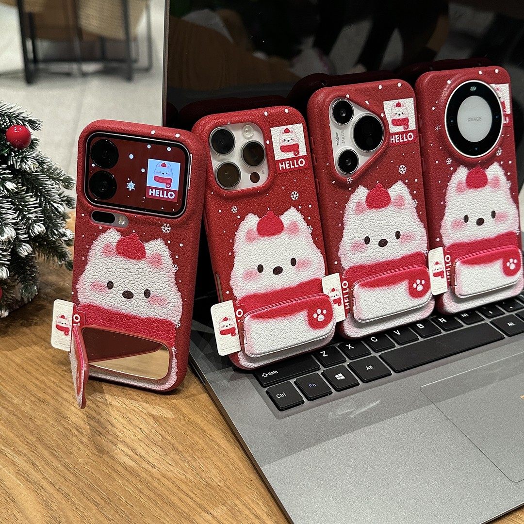 新年腮红围巾小狗新款适用苹果17Pro手机壳iPhone16max13小米15华为mate80pura70k90nova14荣耀400x100findx9