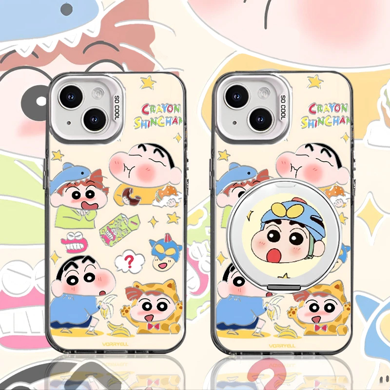 可爱蜡笔小新磁吸支架新款适用苹果16pro手机壳iphone15max小米14华为mate60k80p70nova12reno13荣耀vivox200
