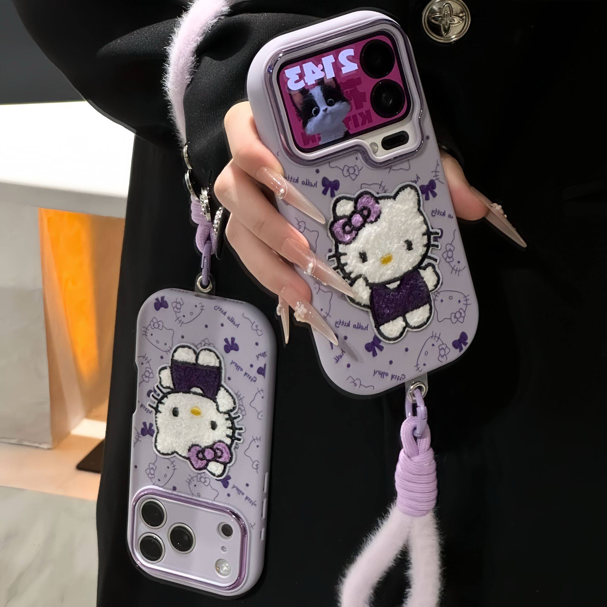 香芋紫KT挂绳新款适用苹果17Promax手机壳iPhone16Pro13小米15华为mate80pura70k60note14荣耀400vivox300s30