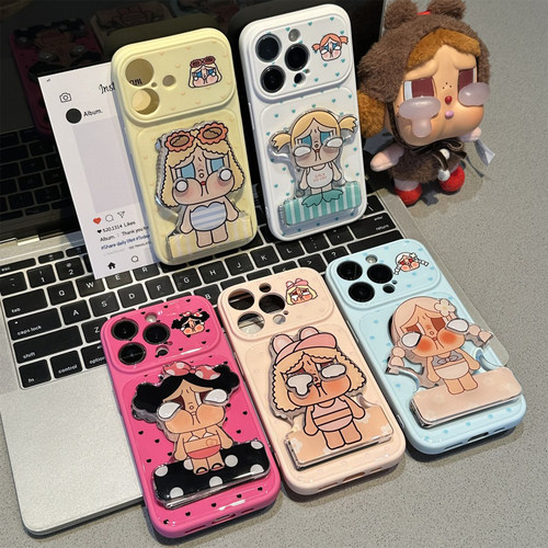 爱心哭娃镜子支架适用苹果17promax手机壳iphone16pro高颜值ip15plus个性14por女款ins风air全包13保护12软套