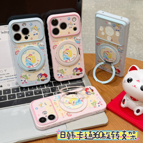 可爱小仙女支架适用iPhone18Promax手机壳苹果17pro16小米18华为mate70P80k90note17reno14iqoo15x200magic7