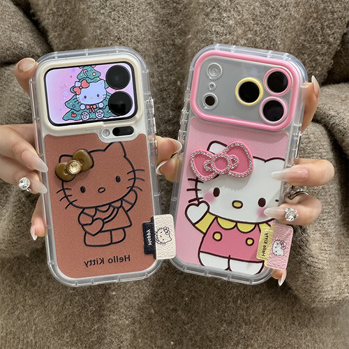 蝴蝶结挥手KT新款适用苹果17Pro手机壳iPhone16max小米15华为mate80pura70k90note14荣耀400x200magic8nova13