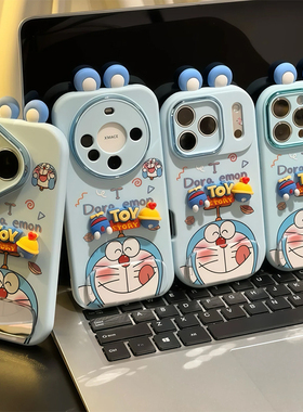 叮当猫公仔支架新款适用苹果17Pro手机壳iPhone16max小米15华为mate80pura70k60note14荣耀400vivox100nova13