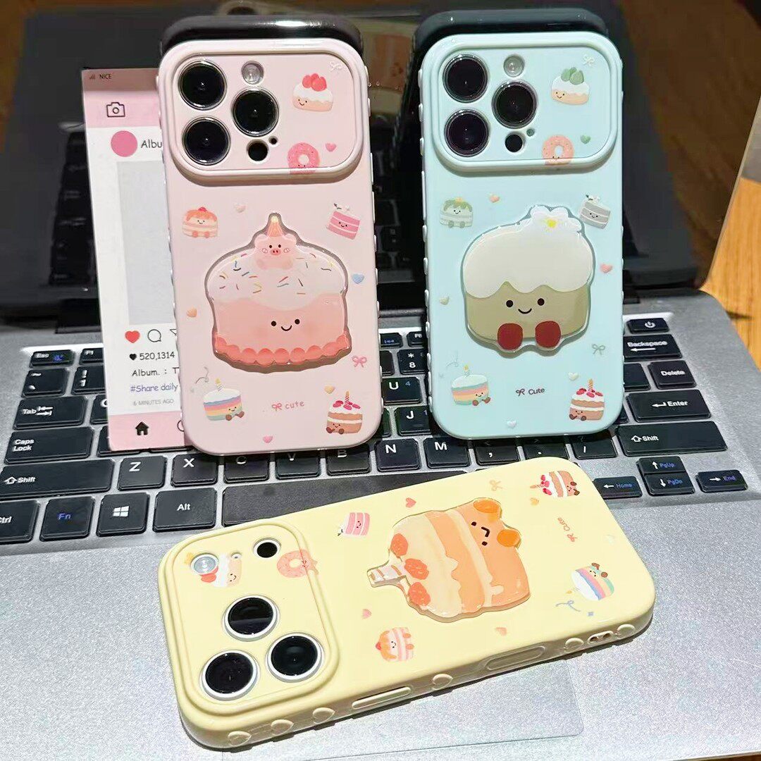 卡通可爱蛋糕贴件适用苹果17promax手机壳iphone16plus新款ip15pro高颜值14por防摔13女款air保护12创意11套