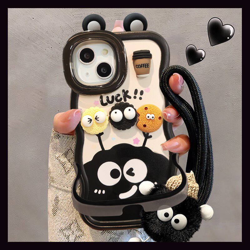黑煤球luck公仔双支架新款适用苹果17Pro手机壳iPhone16max小米17华为mate80pura70k90opporeno15荣耀500x300