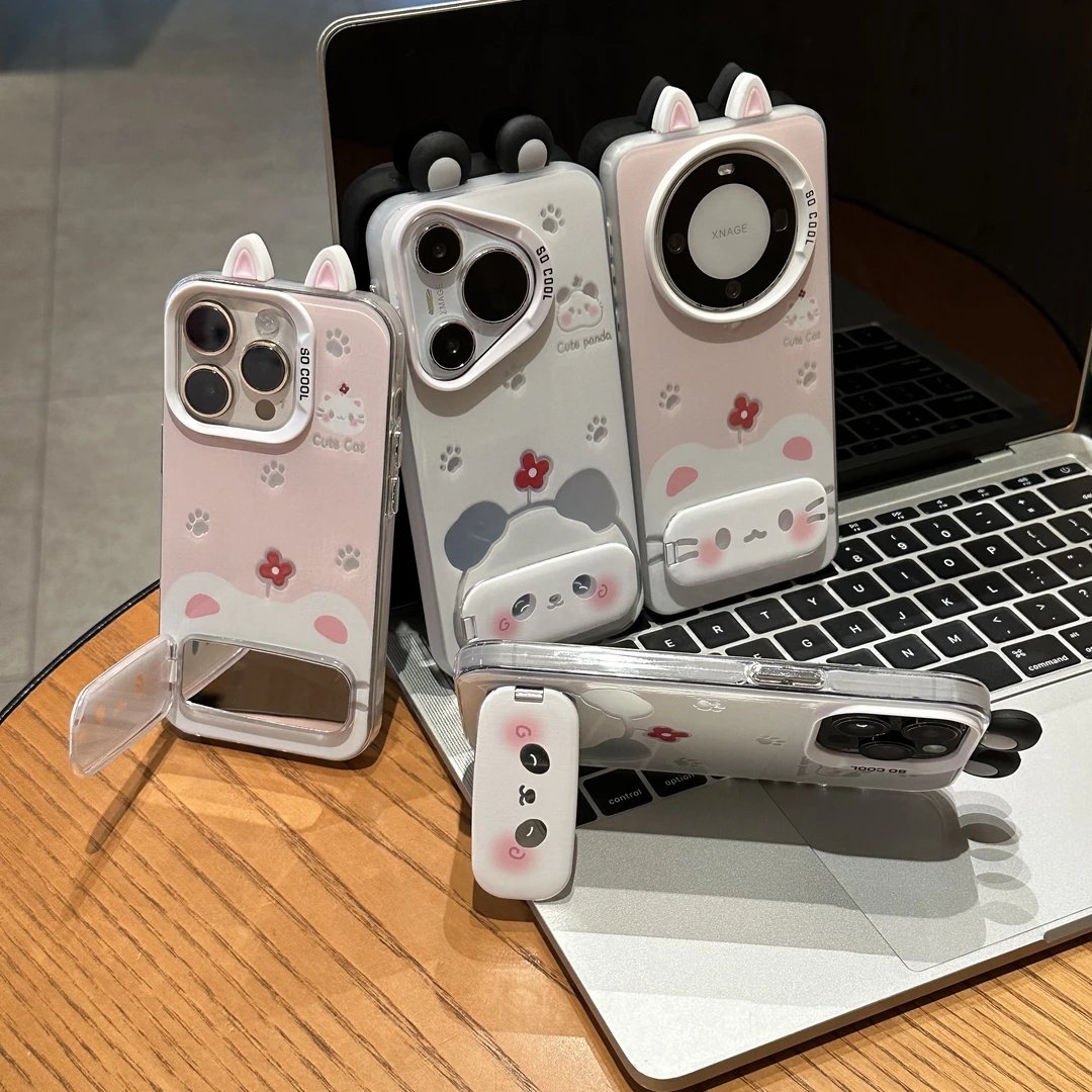 情侣红花熊猫耳朵新款适用苹果17Pro手机壳iPhone16max小米15华为mate70pura80k60reno14荣耀300x200一加ace5