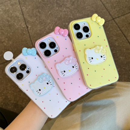 彩色立体kt蝴蝶结新款适用苹果16Pro手机壳iPhone15max小米14华为mate70pura80k60oppoReno13荣耀300x200s20