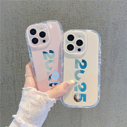 新年2025数字镜面泡芙适用苹果16Pro手机壳iPhone14max小米15华为mate70红米k80荣耀300x200p60nova13reno12