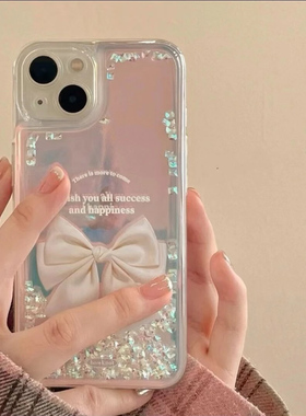 英文白蝴蝶流沙壳适用苹果16Promax手机壳iPhone15Pro小米14华为mate60pura70nova13note12reno11荣耀100s19