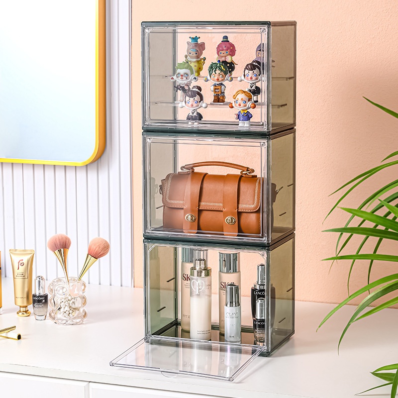 透明收纳盒包包收纳展示柜家用桌面收纳化妆品书本整理置物架