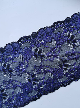 239A7黑底深紫色弹力蕾丝花边辅料古装汉服旗袍diy服装制衣辅料