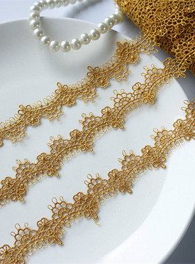 228A7可爱金黄色水溶刺绣蕾丝花边辅料旗袍古装制衣服装手工diy