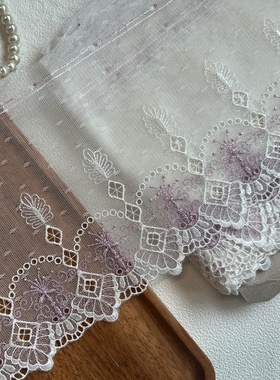 12A12白紫色银线网纱刺绣蕾丝花边辅料裙边服装制衣Lolita洋装diy