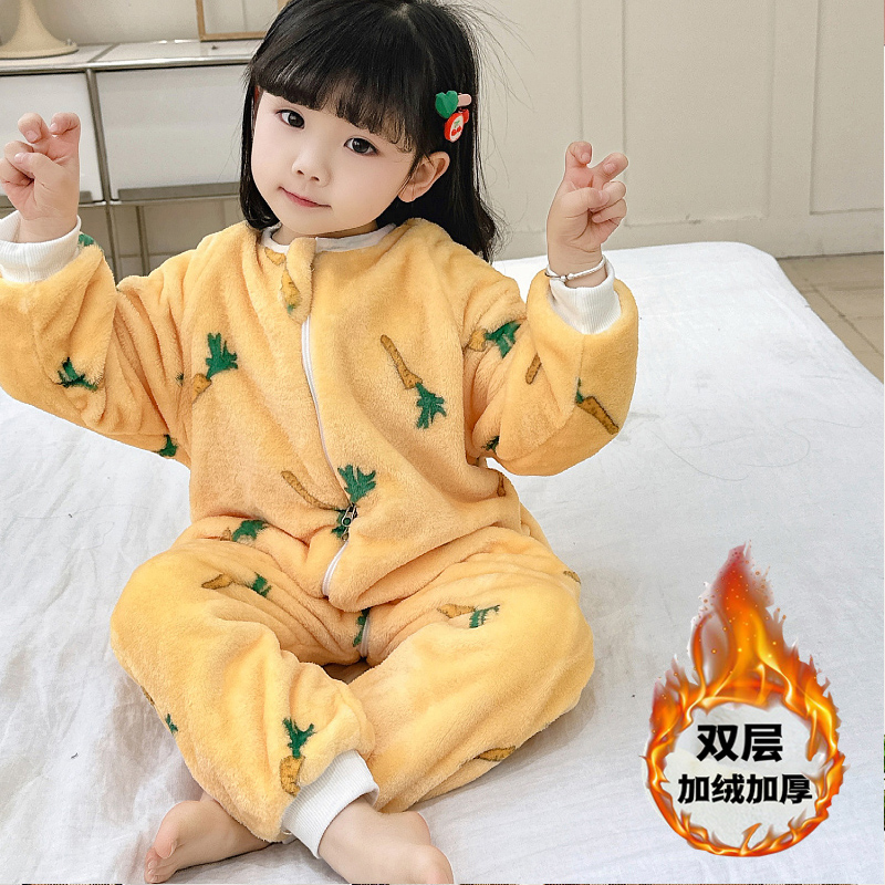 儿童加厚法兰绒连体衣家居服