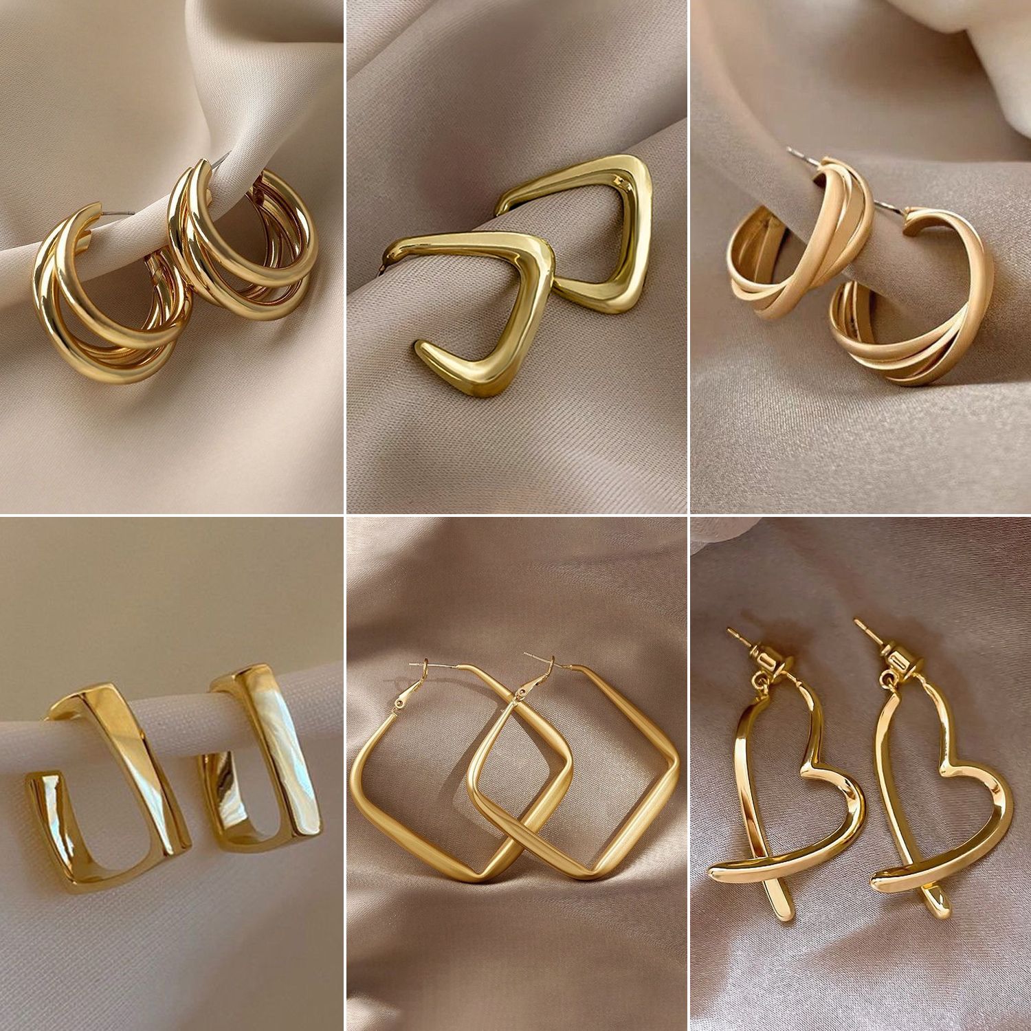 金色爱心耳环女简约冷淡风耳圈