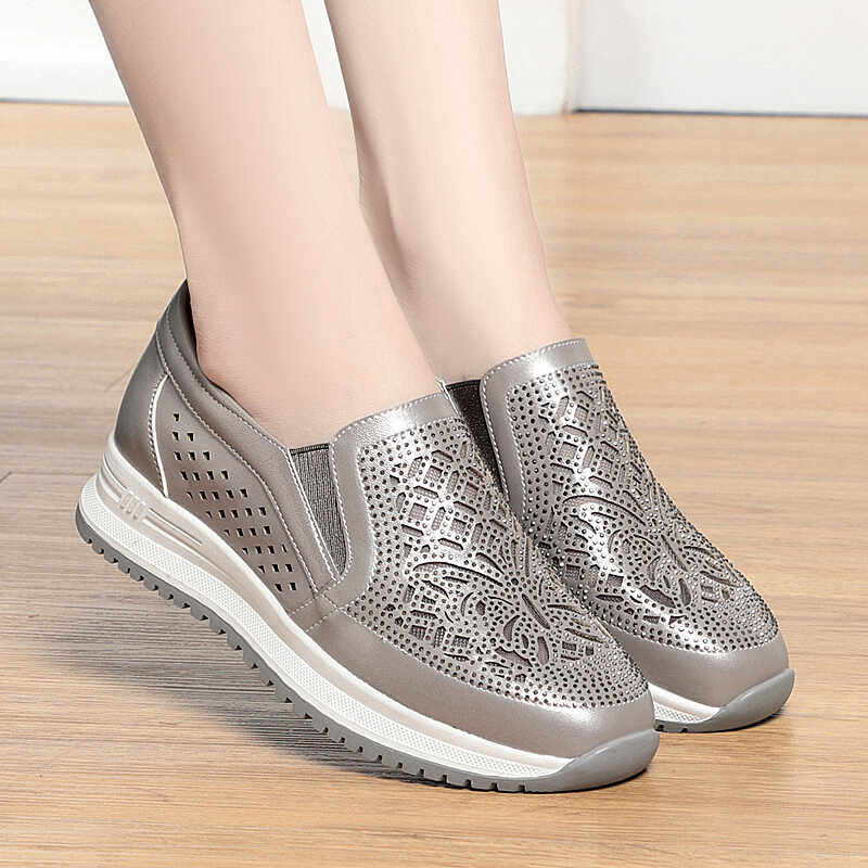 夏季时尚妈妈鞋凉鞋平底休闲运动女鞋软底透气网面镂空中老年单鞋,女鞋,洞洞鞋,淘宝优惠券,粉丝福利购,淘宝优惠卷
