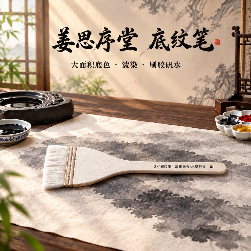 姜思序堂水彩画工笔画羊毫羊毛刷子笔刷底纹笔颜料排刷美术专用国画平头背景刷笔