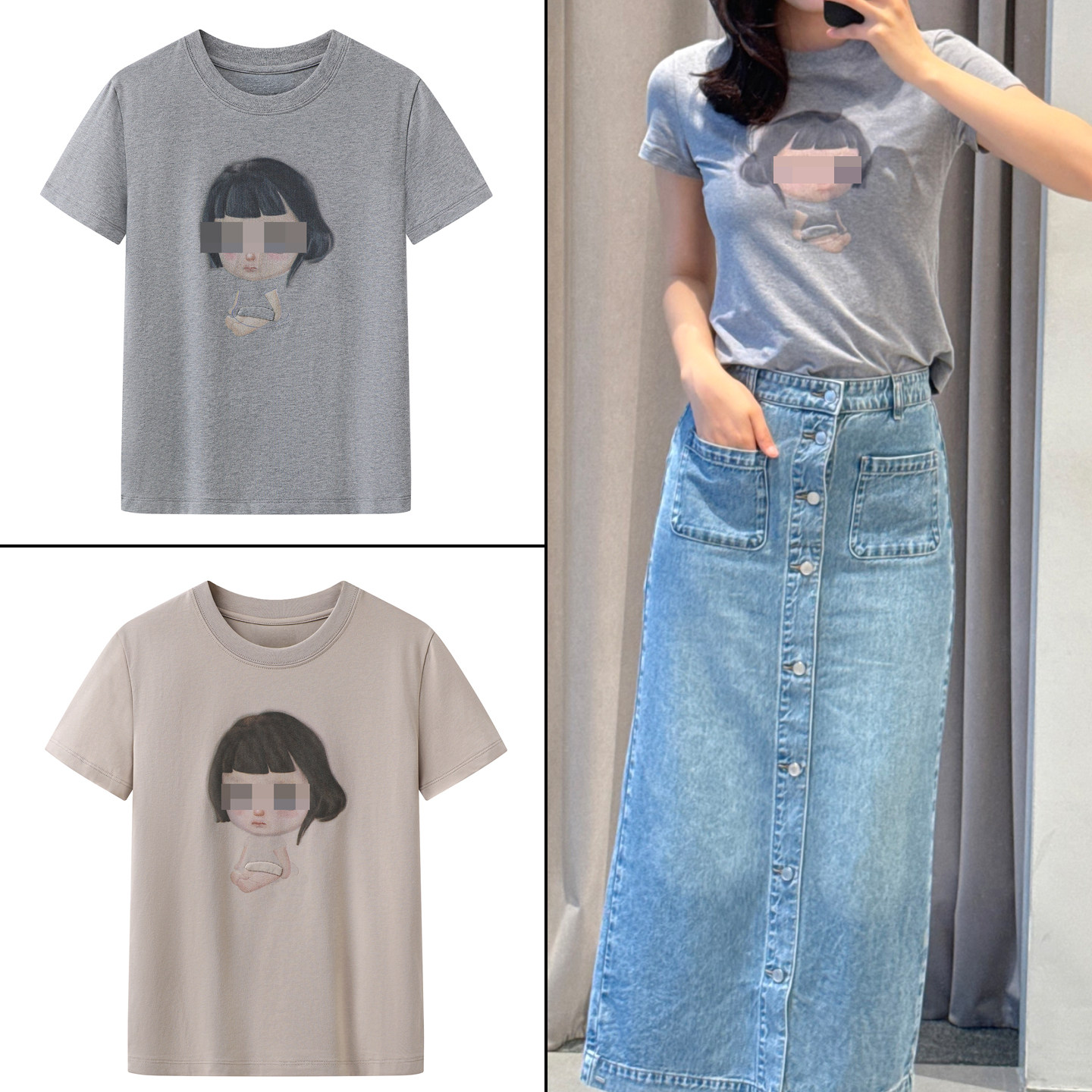 现货2026夏季新卡通可爱娃娃印花宽松短款圆领短袖T恤女2K2BA89