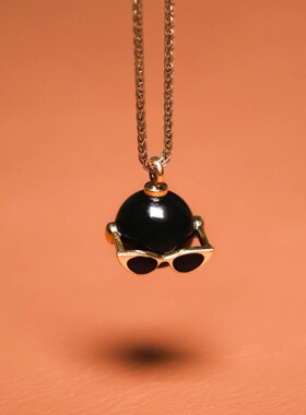 秋会长和田玉新疆天然黑青籽墨镜单珠挂件【NGTC国检N1子料大证】