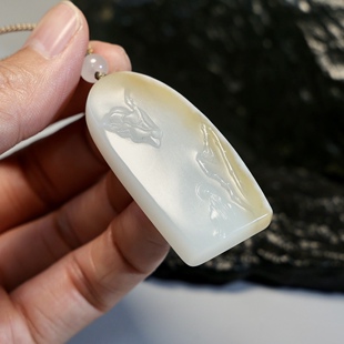 秋会长和田玉新疆天然糖白玉籽观音牌挂件【NGTC国检N1子料大证】