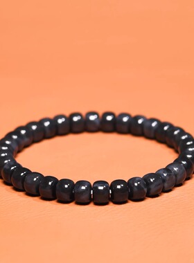 秋会长和田玉新疆天然墨玉籽料手串【NGTC国检N1子料大证】5*7mm