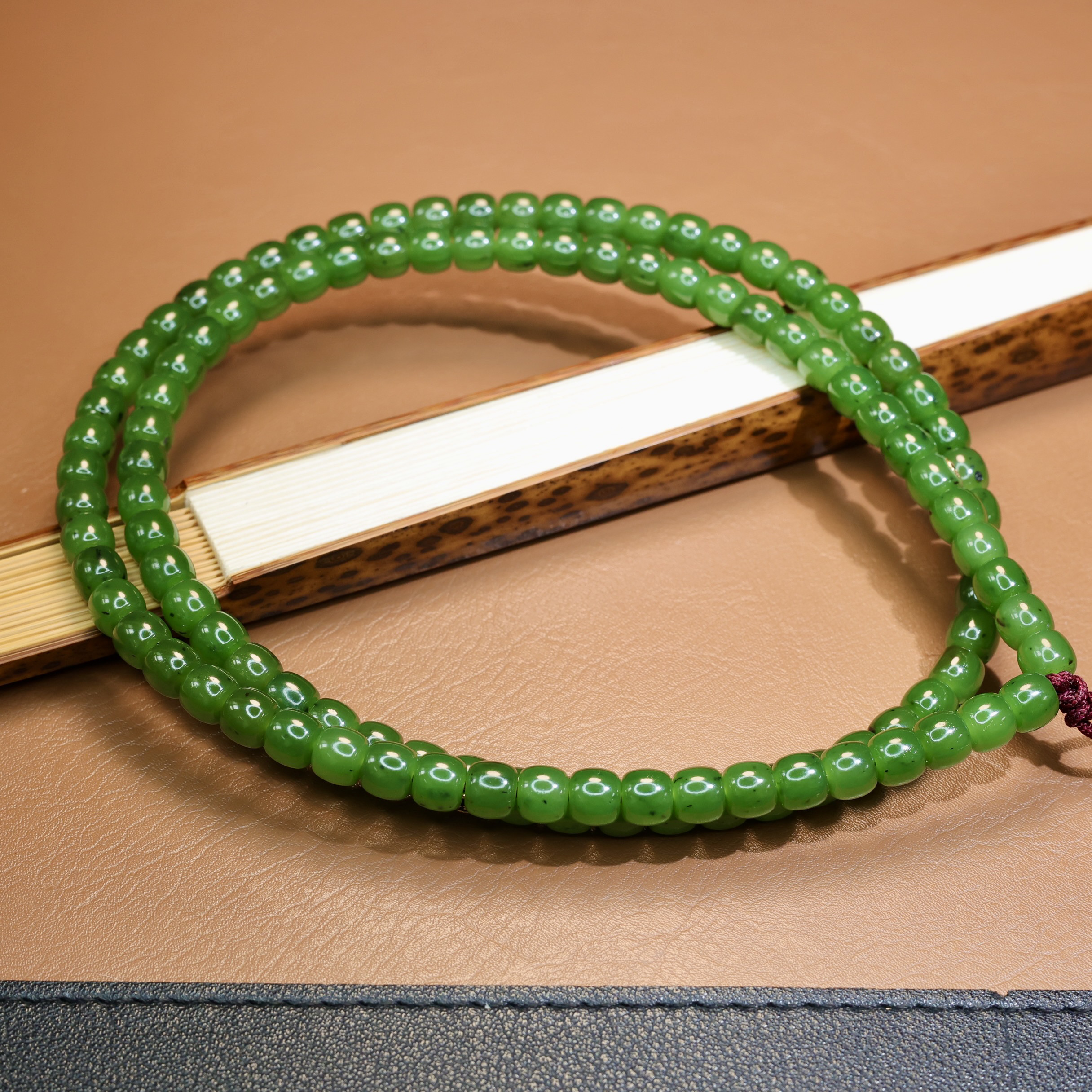 秋会长的和田玉碧玉籽料108念珠