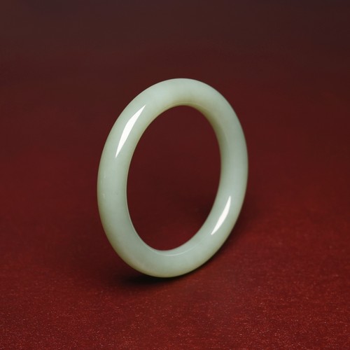 秋石青玉籽料圆条手镯54mm