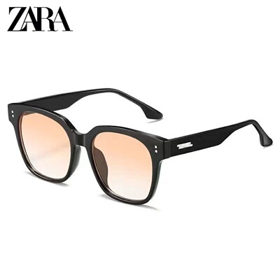 ZARA复古墨镜男女防紫外线日落色太阳镜 ins风高级感遮阳眼镜方框