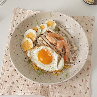 ins风墨点盘子陶瓷泼墨碗大号深盘水果沙拉家用咖喱饭泡面碗汤盘