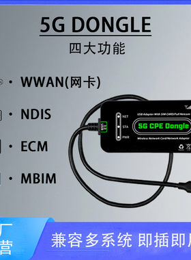 国内全网通 5G CPE Typec dongle兼容多系统即插即用WWAN网卡NDIS