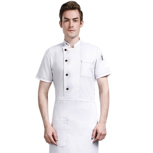 厨师工作服短袖夏装酒店餐饮中餐西餐厅后厨房厨师长厨师服定制男