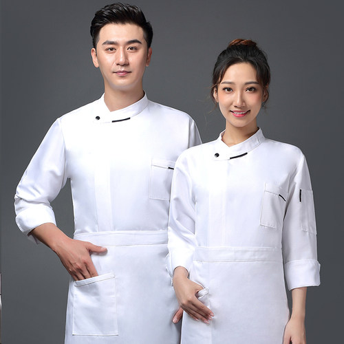 新品厨师服长袖男酒店餐饮后厨房食堂面包烘焙工作服长袖定制纯棉