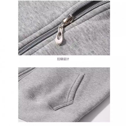 新款420克欧美大码拉链连帽卫衣男街头潮流秋冬加绒加厚开衫外套
