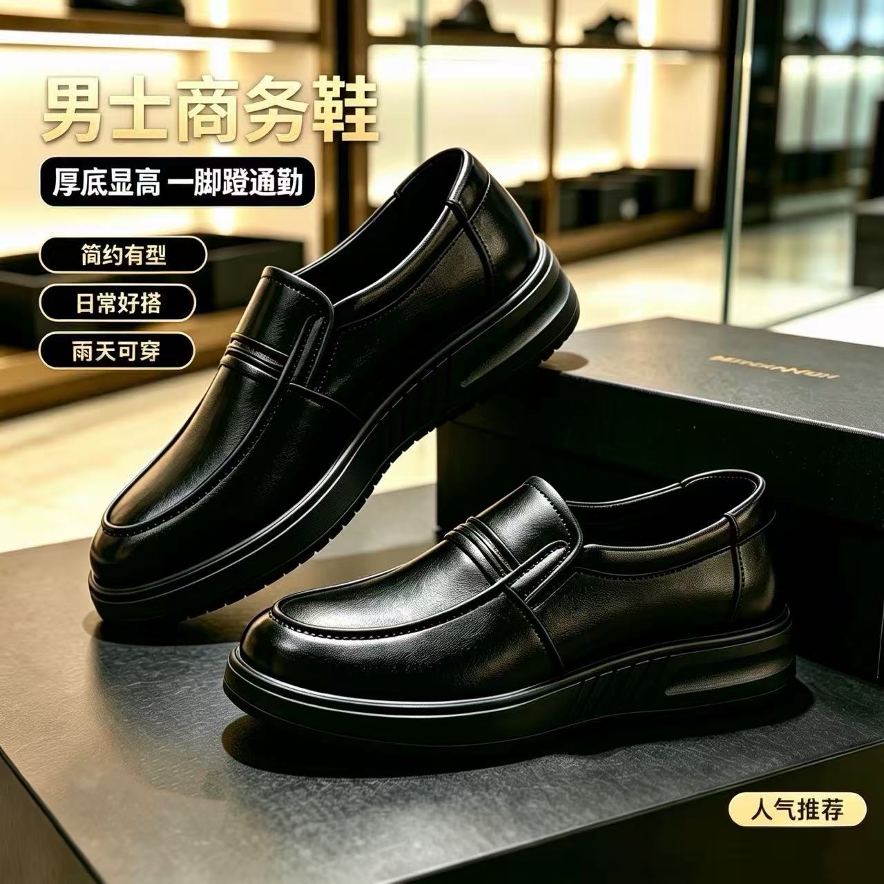 26四季男士商务休闲鞋一脚蹬厚底防滑软底中老年爸爸工作鞋可涉水