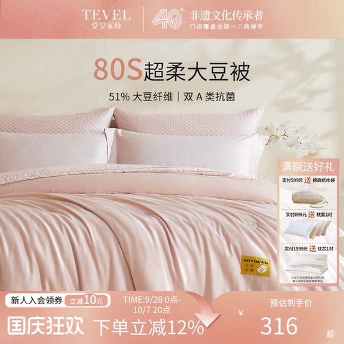 Tevel/堂皇全棉高端A类被子大豆纤维四季春秋被加厚冬被云朵被