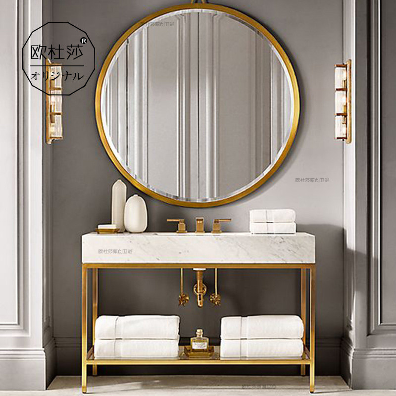 轻奢浴室柜洗手盆柜组合高端岩板台面洗手台卫生间洗漱台洗脸盆柜