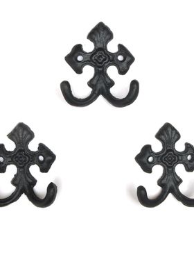 十字花铸铁挂钩双勾庭院民宿创意个性墙钩装饰衣帽钩钥匙钩