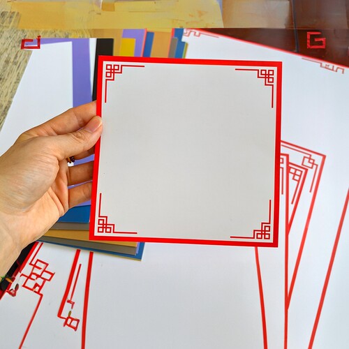 中国风剪纸窗花装裱卡纸裱框展示底卡贴画幼儿园diy手工艺术作品