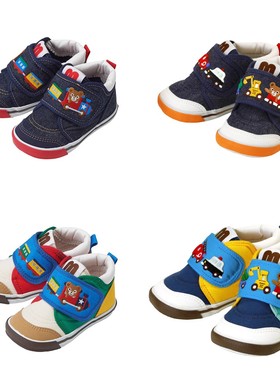 国现特价mikihouse二段 刺绣挖机学步鞋11-9302-457日本制带鞋盒