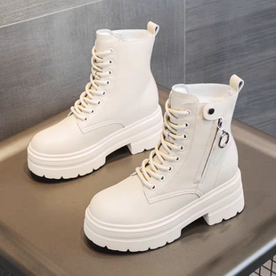 加绒真皮厚底短靴 秋冬季 爆款 小个子8cm内增高马丁靴女2025新款