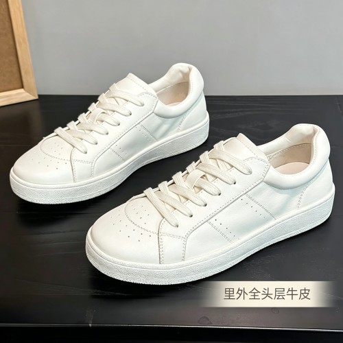 早秋新款头层牛皮小白鞋女轻便