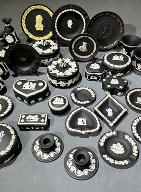 韦奇伍德wedgwood黑色玄武岩维基伍德英国中古vintage浮雕首饰盘