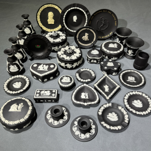 韦奇伍德wedgwood黑色玄武岩维基伍德英国中古vintage浮雕首饰盘