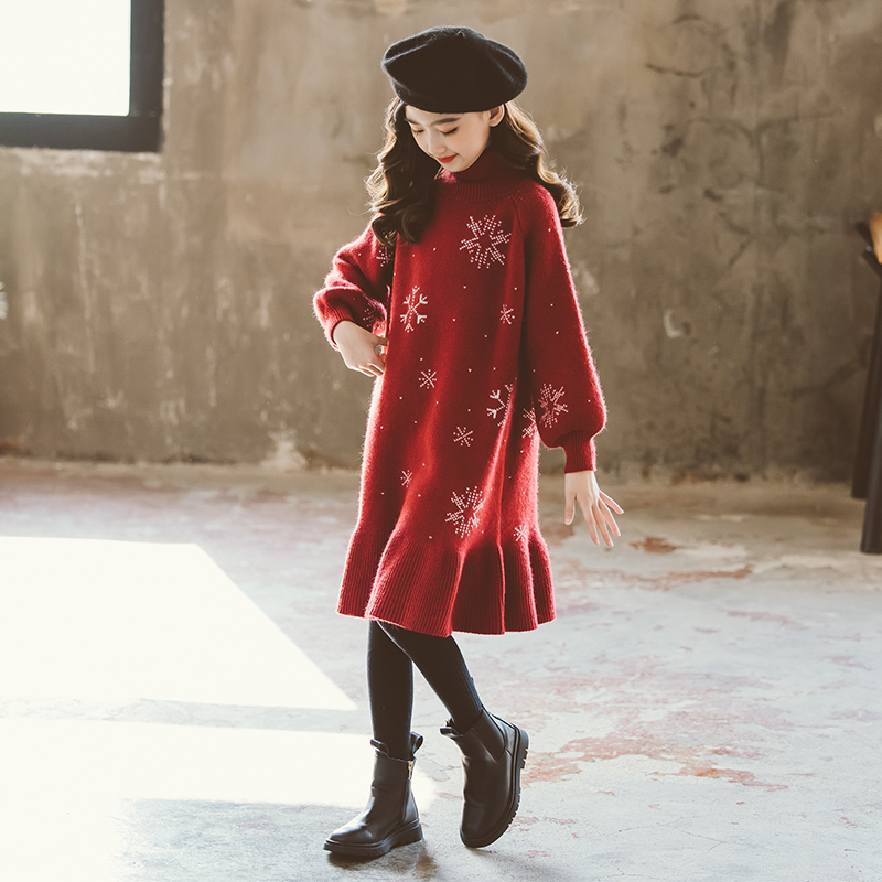 女童毛衣连衣裙宽松秋冬款