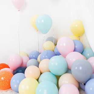 1一周岁生日布置满月百日宴百天订婚糖果色马卡龙双层气球加厚ins