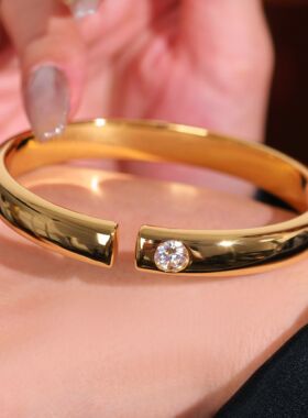 VISING珠宝莫桑钻手镯【AGL国际证书】黄金色贵妃镯子S925银