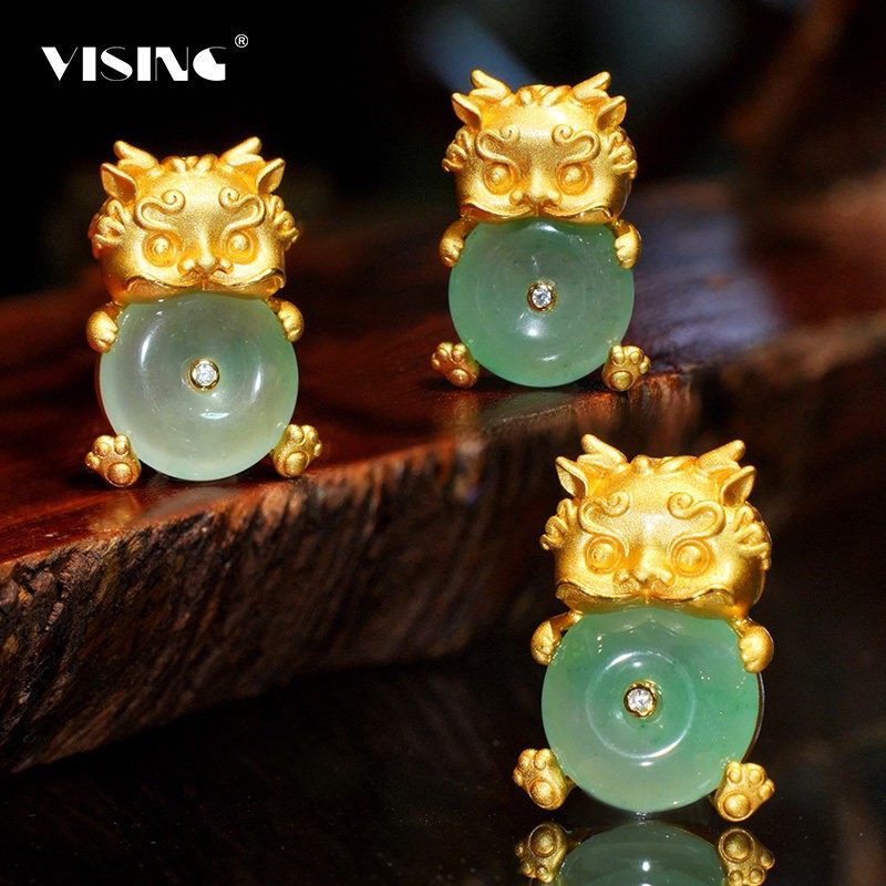 VISING天然独龙玉非洲翠冰飘翠白底青吞金兽龙宝平安扣吊坠,珠宝/钻石/翡翠,颈饰,淘宝优惠券,粉丝福利购,淘宝优惠卷