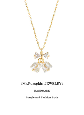 【南瓜先生】水晶铃铛蝴蝶结项链